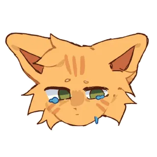 😢 кот, грустный, плачущий, мультик, стикер, животное, оранжевый telegram sticker