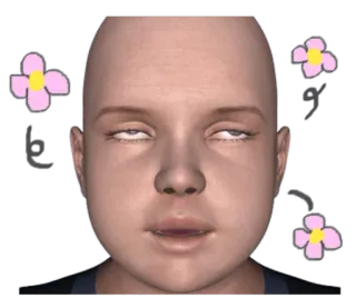 😲 child, eyes, flowers, pink, face whatsapp sticker