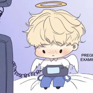 🍭 PREGN EXAMI ángel, halo, juego, lindo, kawaii whatsapp sticker