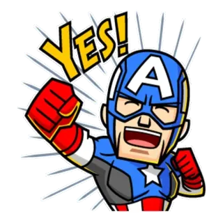😃 Captain America YES! superhero, marvel, captain america, comics, yes, celebration whatsapp sticker