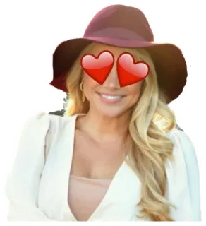 😍 frau, hut, herzen, emoji, blond, porträt whatsapp sticker