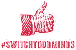 👍 #SWITCHTODOMINOS pizza, dominos, hashtag, comida, pulgar arriba, switch telegram sticker