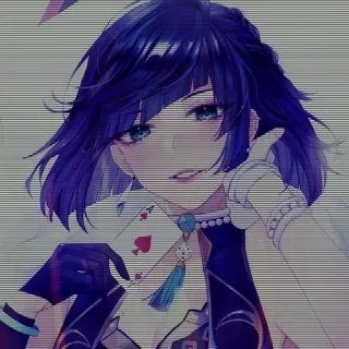 🧿 anime, cô gái, thẻ, tóc xanh telegram sticker