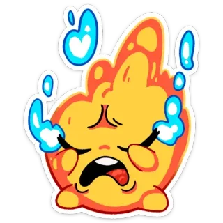 😭 Emoji, Triste, Pleurs, Flamme, Feu, Sticker whatsapp sticker