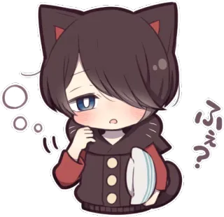 🖐 ふえ? Anime, Catboy, Kawaii, Triste, Confundido, Chico anime, Orejas de gato, Arte digital whatsapp sticker