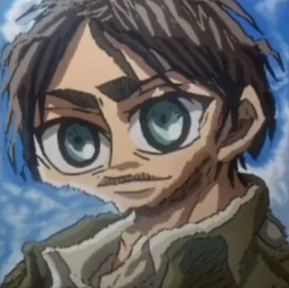 🙃 Eren Yeager Attack on Titan เอเรน เยเกอร์, ผ่าพิภพไททัน, อนิเมะ, ตัวละคร, มีม telegram sticker