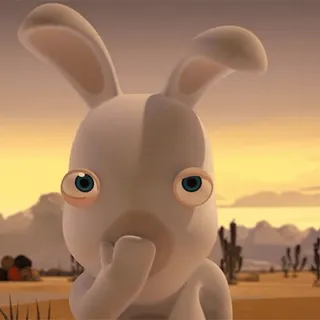 😄 Rabbid conejo, dibujos animados, divertido, animal, lindo whatsapp sticker