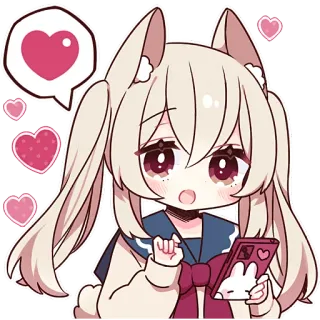 ❤️ Anime girl, Kawaii, Dễ thương, Trái tim, Sticker, Điện thoại whatsapp sticker