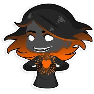 😍 dessin animé, vampire, coeur, chibi, autocollant, orange telegram sticker