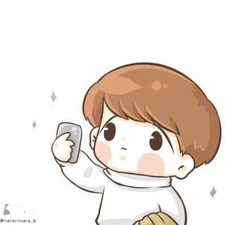📱 hoạt hình, con trai, dễ thương, kawaii, selfie, điện thoại telegram sticker