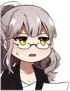 😰 anime, donna, occhiali, ufficio, preoccupata, carina telegram sticker