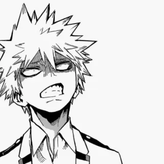 💥 Katsuki Bakugo My Hero Academia Anime, Manga, My Hero Academia, Katsuki Bakugo, Marah, Karakter, Hitam putih telegram sticker