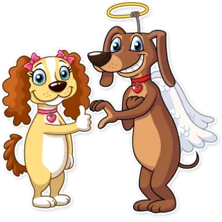 👫 dog, angel, halo, cartoon, cute, friendship whatsapp sticker