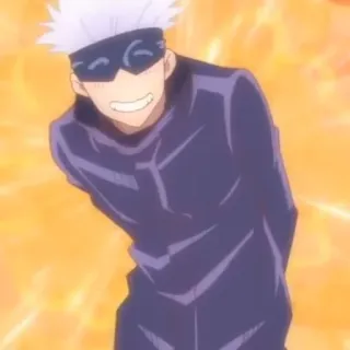 🛑 Satoru Gojo Jujutsu Kaisen Аниме, Годжо, Сатору Годжо, Магическая битва, Персонаж, Улыбается whatsapp sticker