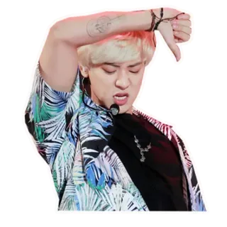 👎 hombre, pulgares abajo, desaprobación, expresión, asiático, cantante whatsapp sticker