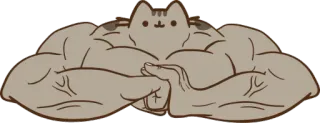 💪 Pusheen Pusheen, 猫, 筋肉, マッスル, 面白い, ミーム, アニメ, 動物 telegram sticker