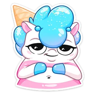 🥝 만화, 유니콘, 아이스크림, 귀여운, 판타지, 동물, 스티커 telegram sticker