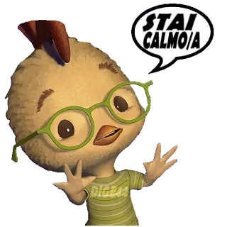 🙌 Chicken Little STAI CALMO/A Chicken Little, Disney, Desenho animado, Óculos, Filme telegram sticker