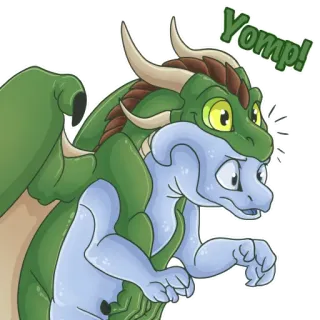 🤗 Yomp! dragon, dessin animé, fantaisie, mignon, autocollant, animal whatsapp sticker