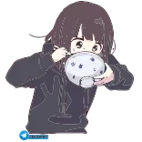 🍟 cb.cosplay Anime Mädchen, Essen, Süß, Cosplay, Braune Haare, Hoodie telegram sticker