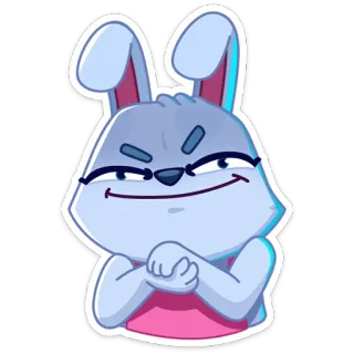 😈 Cartone animato, Coniglio, Coniglio, Animale, Carino, Compiaciuto whatsapp sticker