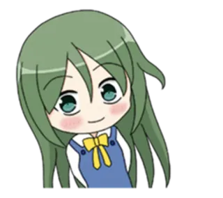 👩 Anime, Chibi, Kawaii, Süß, Grüne Haare telegram sticker