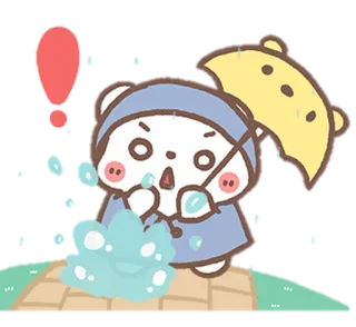 🧺 cartoon, bear, umbrella, rain, cute, kawaii, surprised whatsapp sticker