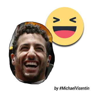 😂 Daniel Ricciardo Fórmula 1, corrida, piloto, emoji, rindo, automobilismo telegram sticker