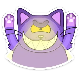 😳 kucing, kartun, stiker, monster, fantasi, makhluk telegram sticker