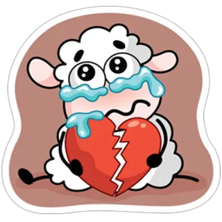 😊 sheep, broken heart, sad, crying, love, emotion whatsapp sticker