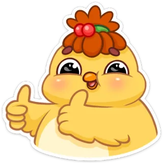 👍 poulet, mignon, emoji, pouce levé, content, autocollant telegram sticker
