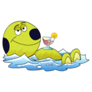 🏖 Dessin animé, Cocktail, Détente, Paresse, Été, Vacances, Piscine whatsapp sticker