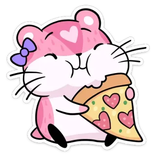 🍕 hamster, pizza, fofo, animal, coração, kawaii, desenho animado, adesivo telegram sticker