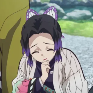 🦋 Shinobu Kocho Demon Slayer Аниме, Клинок, рассекающий демонов, Шинобу Кочо, Мультфильм, Бабочка, Улыбка telegram sticker