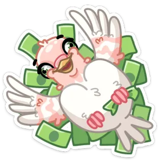 💰 burung, uang, kartun, kekayaan, tunai telegram sticker