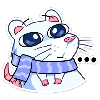 😐 ... tikus, hamster, kartun, binatang, stiker, imut, berpikir whatsapp sticker
