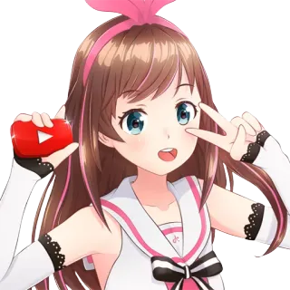 ✌ Kizuna AI Anime, Youtuber Virtual, Kizuna Ai, Vtuber, YouTube, Sinal de paz whatsapp sticker