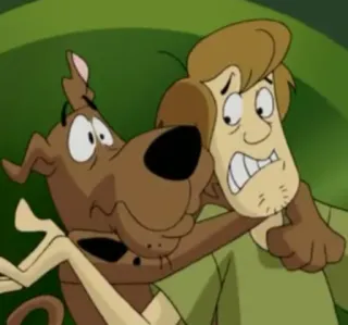 😬 Shaggy Rogers Shaggy, Scooby Doo, cartoon, dog, scared telegram sticker