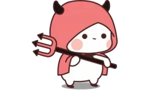 🫖 iblis, imut, kartun, garpu rumput, merah, hoodie, karakter telegram sticker