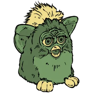 👹 Furby Furby, brinquedo, vintage, desenho animado, personagem, verde, retrô telegram sticker