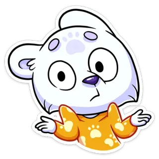 🤷‍♂️ kreskówka, zwierzę, naklejka, biały niedźwiedź, młody niedźwiedź, słodki telegram sticker