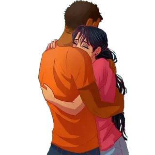 🖤 câlin, affection, couple, étreinte, dessin animé, amour, relation telegram sticker