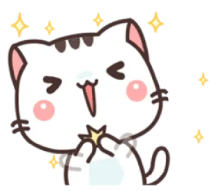 😆 mèo, lấp lánh, dễ thương, vui vẻ, kawaii whatsapp sticker
