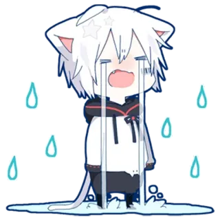 😭 anime, sad, cat, crying, kawaii, emotional, tears telegram sticker