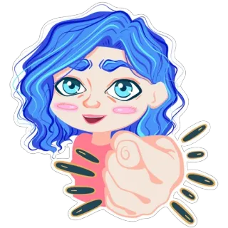 🫥 Hoạt hình, Nhân vật, Minh họa, Cử chỉ, Chỉ, Cô gái telegram sticker