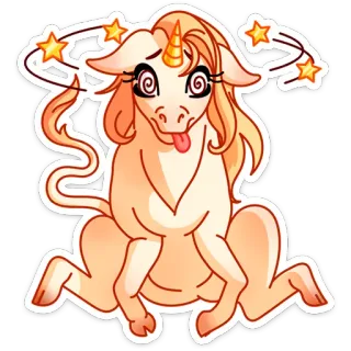 😜 unicorn, pusing, bintang, kartun, binatang, fantasi whatsapp sticker