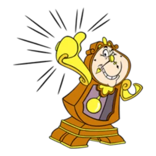 👍 Cogsworth Beauty and the Beast ค็อกสเวิร์ธ, โฉมงามกับเจ้าชายอสูร, ดิสนีย์, การ์ตูน, นาฬิกา, นิ้วกลาง telegram sticker