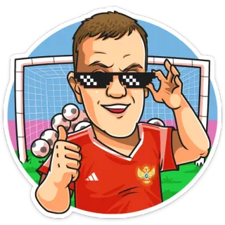 😎 sepak bola, jempol ke atas, gol, kacamata, stiker telegram sticker