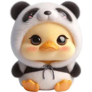 🥹 pato, panda, mono, animal, dibujos animados, kawaii, bebé telegram sticker