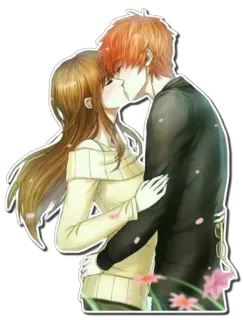 😘 casal, beijo, amor, romance, carinho, anime, desenho animado telegram sticker